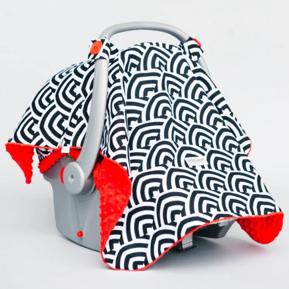 Black and Red Geometric Kids Car Seat Cover
